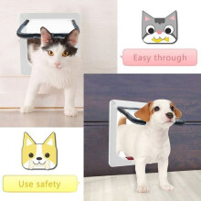 Cat flap for cats, 4-way manual locking, energy-saving, draft-resistant, practical, small dog, easy to install and