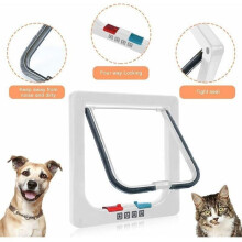 Cat flap for cats, 4-way manual locking, energy-saving, draft-resistant, practical, small dog, easy to install and