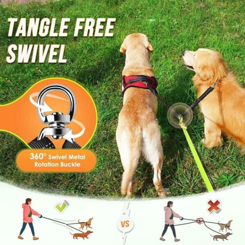 360 Double Dog Leash Separator, Anti-Tangle, Reflective and Adjustable 1