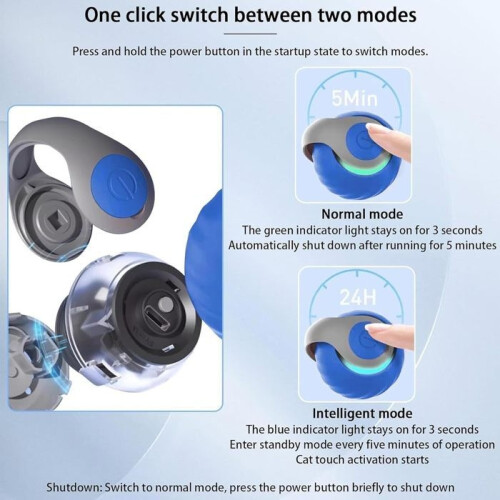 2025 Cat Toy - Smart Interactive Cat Ball - Three Switching Modes - Relieves Anxiety (Blue)