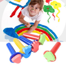 Set van 5 sponskwasten voor kinderen, baby's, peuters, met bloemen, liefde, hartjes, sterren, om te tekenen, schilderen en kleuren,
