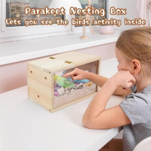 Parakeet Nesting Box, Transparent Birdhouse for Cage, Wooden Nesting Box for Parrots, Budgies, Cockatiels, and Lovebirds