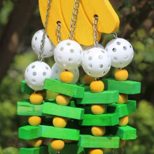 Bird chew toy - Parrot - Wood - Green - Yellow