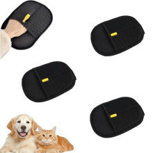 Set of 2 pairs of anti-static pet hair gloves, reusable, cleaning and hair removal, black, 23x17 cm