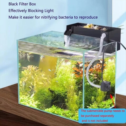 Black Acrylic External Aquarium Filter, Wet/Dry Separation, Small Silent External Aquarium Filter, Overflow