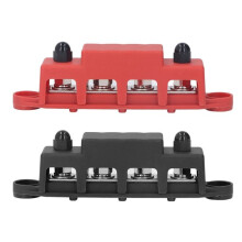 Set of 2 M8 screw-type power distribution blocks, 4-terminal busbar, DC 48V 250A, for automotive and marine applications