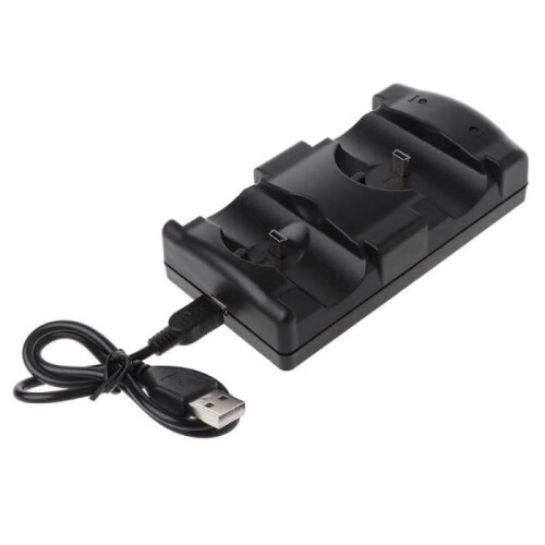 Video Games, Universal Dual Charger Charging Station, Black, USB Powered, for PS3 Move Wireless Controller - A