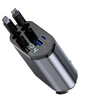 Kfz-Ladegerät – Nicht spezifiziert – 120 W – 2 USB-Anschlüsse – Einziehbares Kabel – Schnellladefunktion