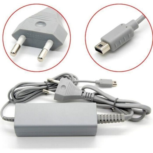 AC Adapter - Nintendo - Wii U - Wired - Charger - Gray