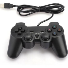 USB Game Console, Wired USB Portable Game Controller, Black Gamepad for PC (Black)