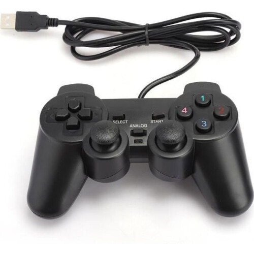 USB Game Console, Wired USB Portable Game Controller, Black Gamepad for PC (Black)