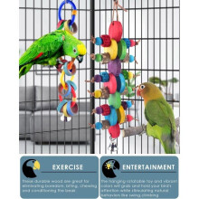 Set mit 2 mehrfarbigen Kauspielzeugen für Vögel – Ideal für Papageien, Nymphensittiche, Aras und andere kleine Vögel