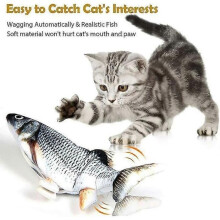 Electronic cat toy - 1 - Interactive fish - Black - For small cats - Indoor use