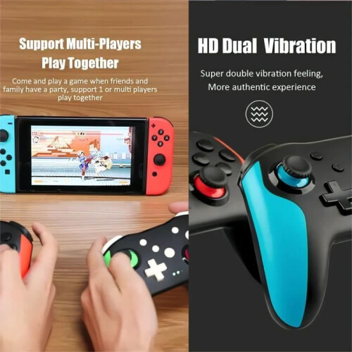 Wireless Bluetooth Controller, 6-Axis Gyroscope, Dual Vibration Motor, For Nintendo Switch, PS3, PC, Windows 7, 10 2