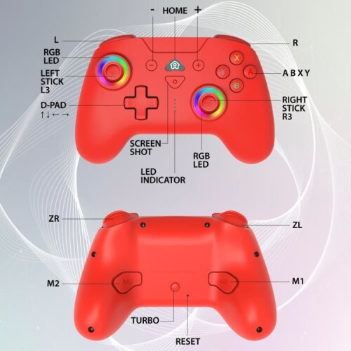 Wireless Controller - SUBSONIC - Switch 2 / Switch - Programmable LEDs - Vibration - Gyroscope - Red 1