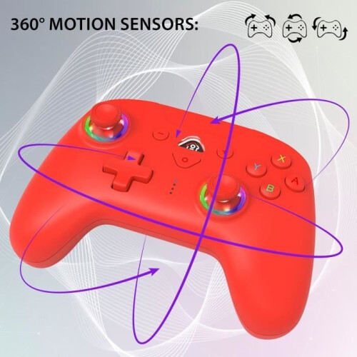 Wireless Controller - SUBSONIC - Switch 2 / Switch - Programmable LEDs - Vibration - Gyroscope - Red 2