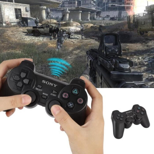 Wireless Game Controller for PS2 - 2.4GHz 8M Dual Vibration - Black 1