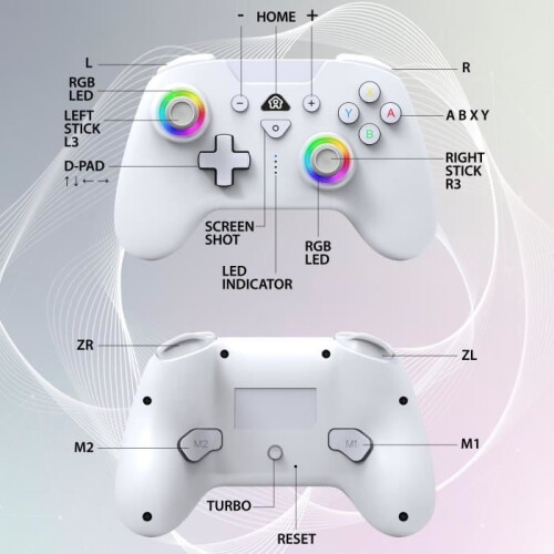 Wireless Controller - SUBSONIC - Switch 2 / Switch - Programmable LEDs - Vibration - Gyroscope - White 1