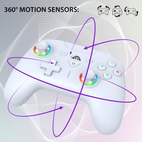 Wireless Controller - SUBSONIC - Switch 2 / Switch - Programmable LEDs - Vibration - Gyroscope - White 2