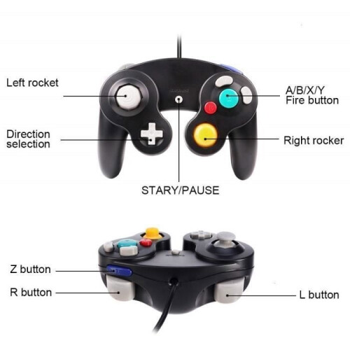 Game controller - Nintendo - Pack of 2 - Black - Wired - Compatible with Wii and GameCube 1