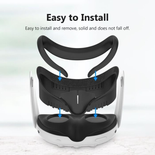 Face cover for Meta Quest 3 VR headset, washable replacement mask ABS + PU 2