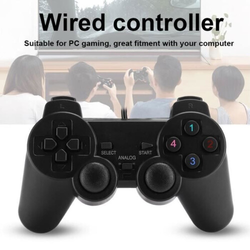 USB Game Console, Wired USB Portable Game Controller, Black Gamepad for PC (Black) 1