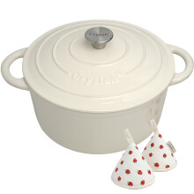 White Cast Iron Casserole Dish Pot with Lid 26cm 5L Enameled Dutch Oven