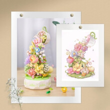 Kit de construction - YIBUJIAZU - Bouquet de fleurs sauvages - Rose - 575 pièces - ABS