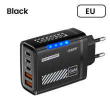 240-W-Schnellladegerät mit USB-C-Anschluss, Fast Charge 3.0, 5 USB-C-Anschlüsse, Netzteil für iPhone 15/16, Samsung, Xiaomi, USB PD