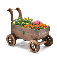 Carrello portavasi in legno con ruote, 68 x 38,5 x 53,5 cm