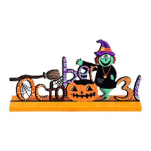 Decorazione di Halloween - EINNENFFER - Testa di zucca in legno - Atmosfera spettrale - Resistente - Versatile