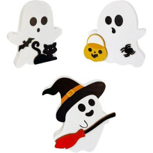 Simpatiche decorazioni di Halloween a forma di fantasma per interni, 3 pezzi, decorazione di Halloween a forma di fantasma in legno,