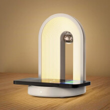 Lampada da comodino/tavolo da 15 W con ricarica wireless, 2 modalità di colore e luminosità regolabile, controllo touch per la camera
