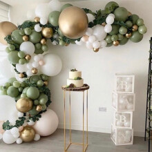 Kit de guirlande de ballons - Vert sauge - Latex naturel - 152 pièces