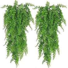 Lot de 2 fougères artificielles de Boston, plantes murales artificielles à suspendre, décoration intérieure et extérieure