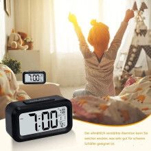 Digitaler Wecker – Kleine Uhr – LCD – Intelligentes Nachtlicht – Innentemperaturanzeige – Schwarz