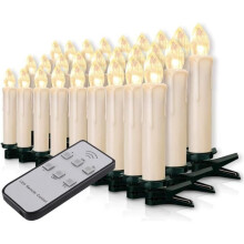 Lot de 20 bougies de Noël LED sans fil avec télécommande sans fil, blanc laiteux