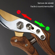 Sécateur de jardin - GRAND FORMAT - Acier japonais SK4 - Plusieurs couleurs - Ergonomique - Verrouillage de sécurité