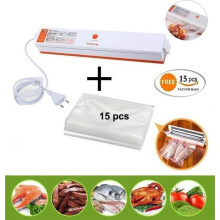 Machine de mise sous vide avec 15 sacs de mise sous vide, appareil domestique, système d'emballage à alimentation automatique, orange