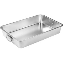 Plat à four en acier inoxydable 40 x 30 cm, rôtissoire pour dinde et légumes avec poignées, finition polie miroir, facile à nettoyer