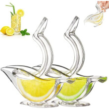 Presse-citron manuel individuel de luxe, presse-agrumes manuel en acrylique, plat de service transparent (2 pièces blanches)