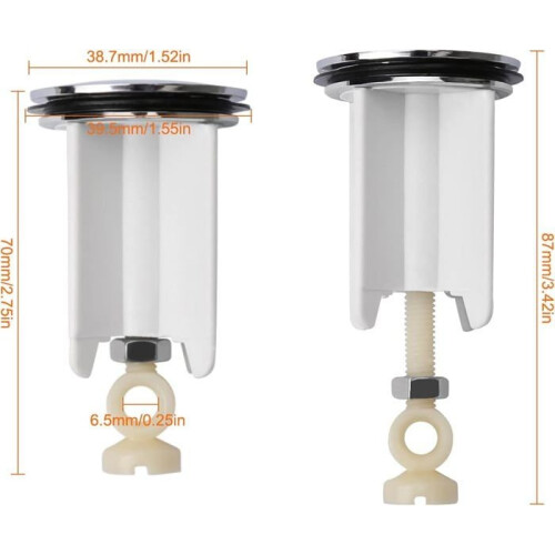 Universal replacement drain plug for kitchen and bathroom sinks, adjustable height, chrome bracket 1