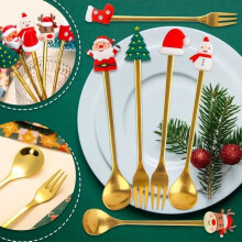 Cuillère à café - Noël - Métal - Décoration de table - Cadeau de Noël - Multifonctionnelle