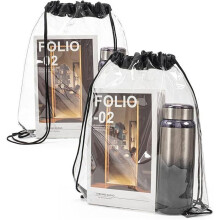 Lot de 2 sacs Ă cordon en PVC, sac Ă dos transparent, sac de rangement Ă cordon, 42 cm 33 cm