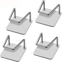 4 supports d'éponge adhésifs en acier inoxydable PZCC pour cuisine et évier (aucun perçage requis)