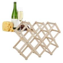 Casier à vin pliable - Bois - 10 bouteilles - Design contemporain - Étagère de cuisine - Marron
