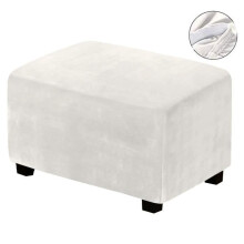 Stretchable Pouf Covers, ANNEFLY Velvet Ottoman Cover Rectangular Footstool Cover Protective Cover, Ivory