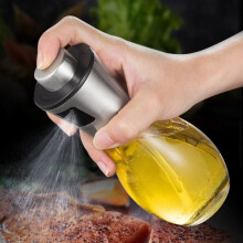 Vaporisateur d'huile d'olive 200 ml, distributeur en acier inoxydable, bouteille en verre pour la cuisine (étiquette)