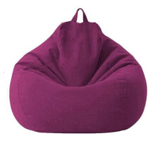 Housse de pouf AMOUNE en coton et lin (80 x 90 cm) - Non garnie - Violet