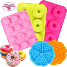 Moule magique antiadhésif en silicone (5 pièces) pour crêpes, gâteaux, biscuits et savons ; compatible lave-vaisselle, four et micro-ondes